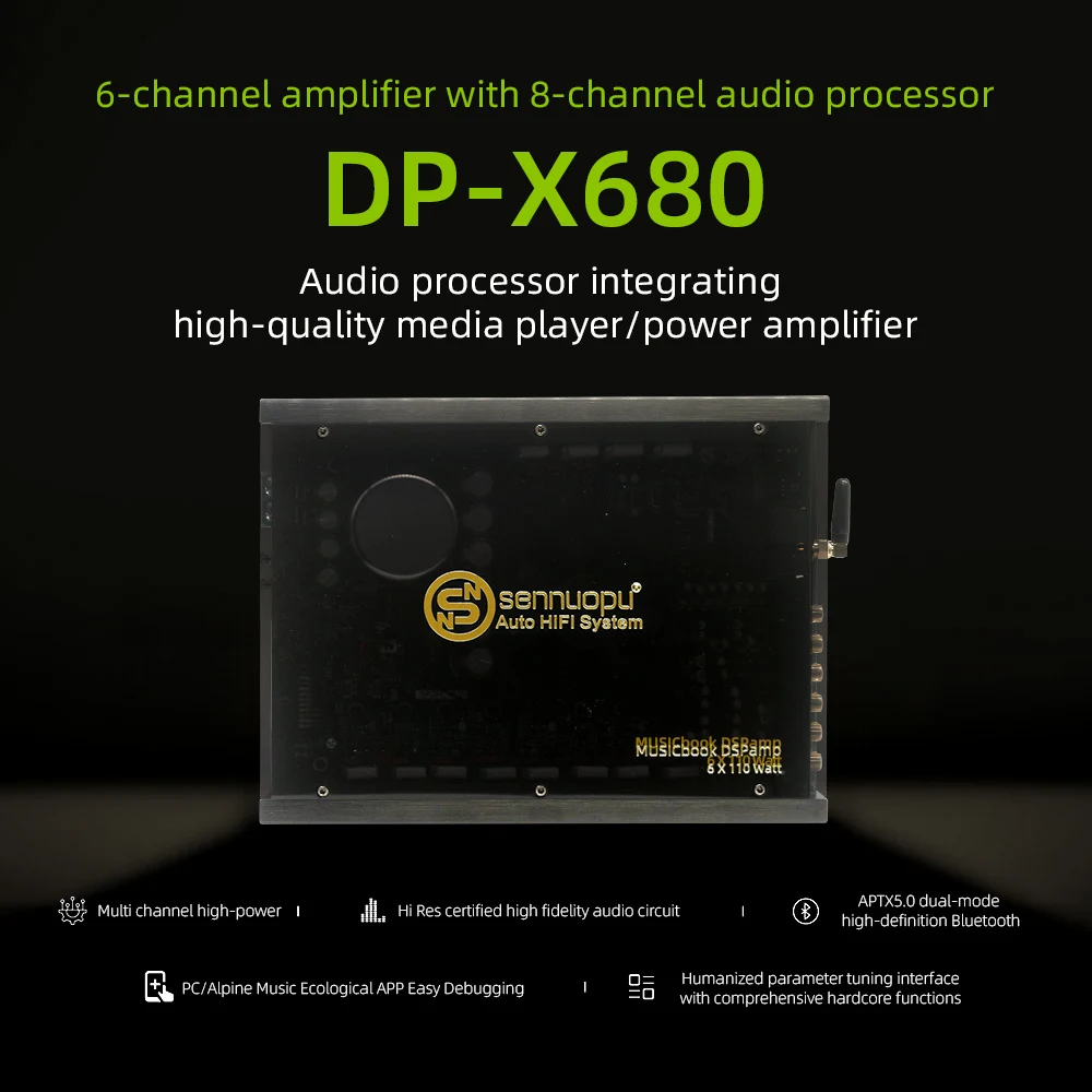 Car DSP 6-Channel Amplifier with 8-Channel Digital Signal Processor