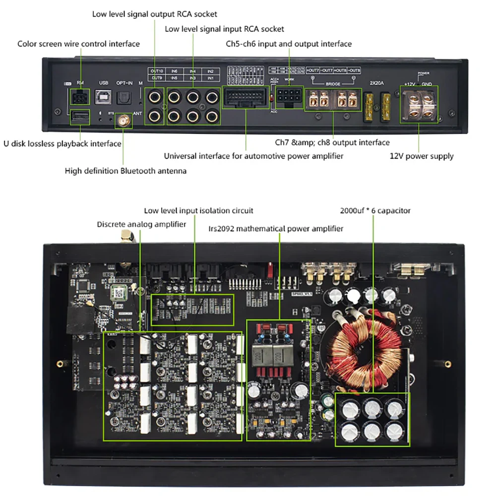 Car DSP Amplifier 8 CH AMP with 10 CH Digital Signal Processor