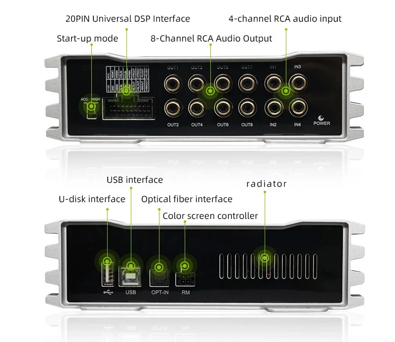 Automotive Sound 8 Channel Dsp Audio Processor Car 4 Ch amplifier